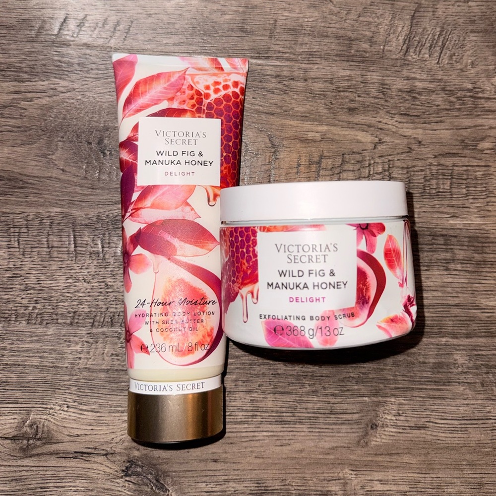 NEW Victoria's Secret Wild Fig & Manuka Honey Lotion & Body Scrub Set